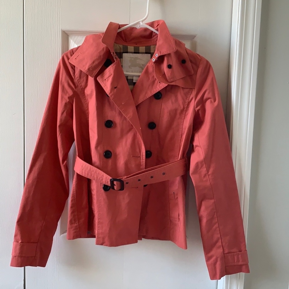 Auth Burberry Cotton Gabardine short Trench Coat US2-4